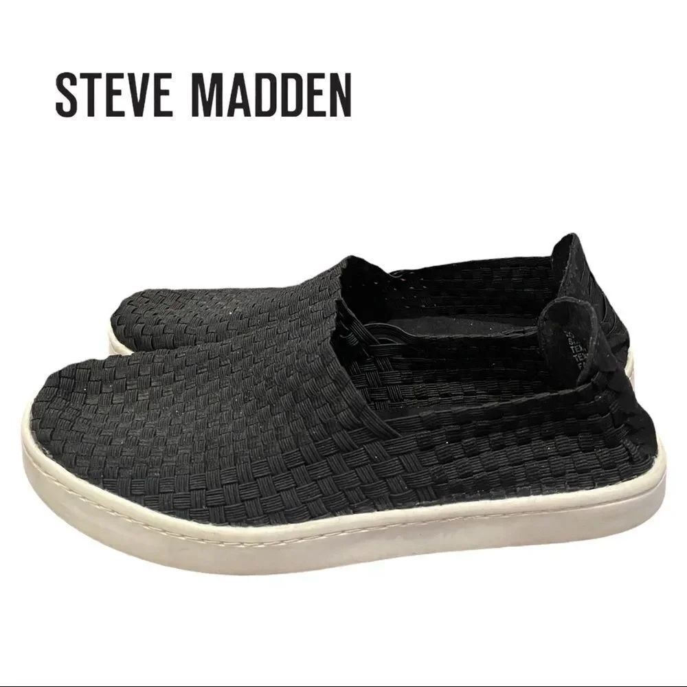Steve Madden Exx Black Woven Slip On Women's Sneakers 8.5